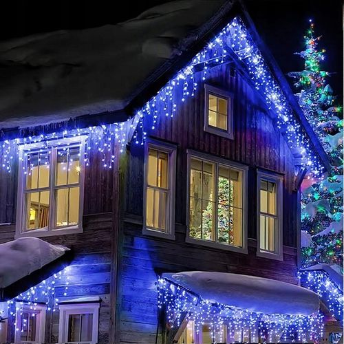 SOPLE 500 LED KURTYNA LAMPKI ZEWNĘTRZNE NIEBIESKIE + FLASH ZIMNY BIAŁY 15M na Arena.pl