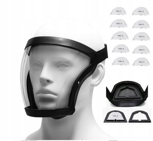 Maska ochronna na twarz przezroczysta z 10szt filtrem PM2.5 na Arena.pl