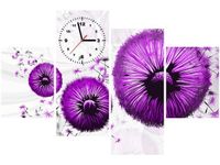 120CM 80CM ZEGAR 4 ELEM FIOLETOWE DMUCHAWCE OBRAZ ŚCIENNY