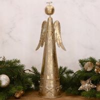 Złoty metalowy anioł figurka Świąteczna 39,5x13,5x10cm