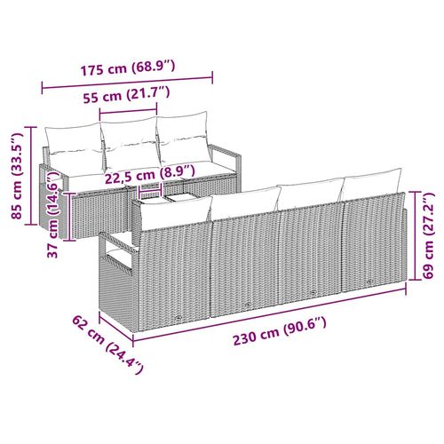 Zestaw Sof na Ogród 8 pcs Beżowy i szary 55 x 55 x 37 cm na Arena.pl