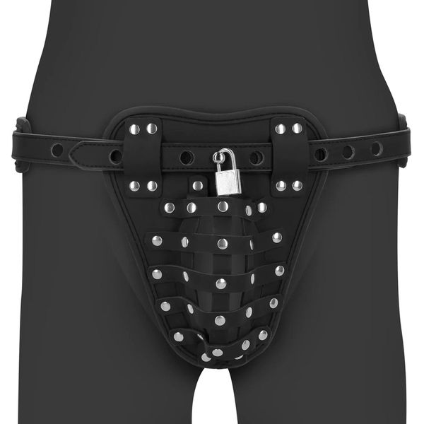 Pu Leather Chastity Jock - Black zdjęcie 1