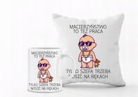 Zestaw PODUSZKA i KUBEK z nadrukiem PREZENT dla mamy różne wzory