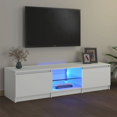 Szafka pod TV z oświetleniem LED, biała, 140 x 40 x 35,5 cm na Arena.pl