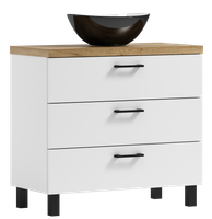 Szafka łazienkowa ROMA 80 biały/dąb craft złoty z umywalką Eliza C (W3)