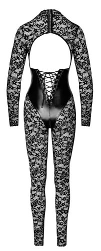 noir powerwetlook kombinezon koronkowy z matowym gorsetem m na Arena.pl