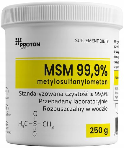 Proton Labs MSM 99,9% PURE Siarka Organiczna Czysty Proszek 250g NA STAWY na Arena.pl