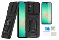 Etui pancerne do SAMSUNG GALAXY A26 5G Slide Ring czarny + folia ochronna