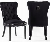 krzesło welurowe z kołatką srebrne pikowane modern classic królewskie