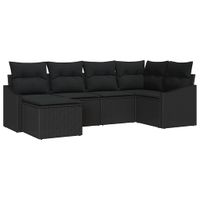 Zestaw Sof na Ogród 6 pcs Czarny Polirattan