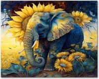 Zestaw do Malowania po Numerach z Farbami Akrylowymi 16 x 20 cm Słoń