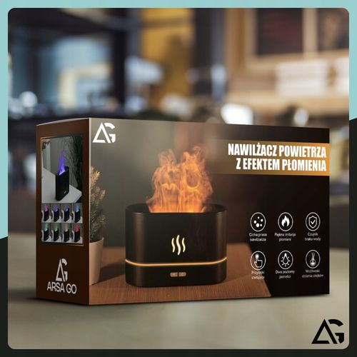 NAWILŻACZ POWIETRZA DYFUZOR LAMPKA NOCNA LED EFEKT PŁOMIENIA KOMINEK na Arena.pl
