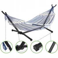 HAMAK ZE STELAŻEM Stelaż do hamaka STOJAK NA HAMAK OGRODOWY DWUOSOBOWY XXL