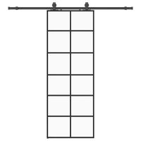 Drzwi przesuwne z zestawem okuć czarne 76x205 cm ESG szkło