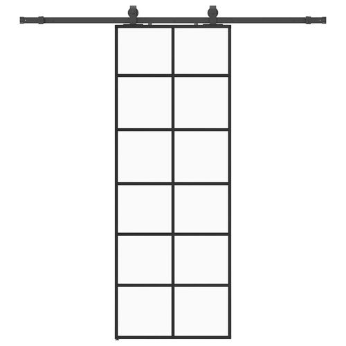Drzwi przesuwne z zestawem okuć czarne 76x205 cm ESG szkło na Arena.pl