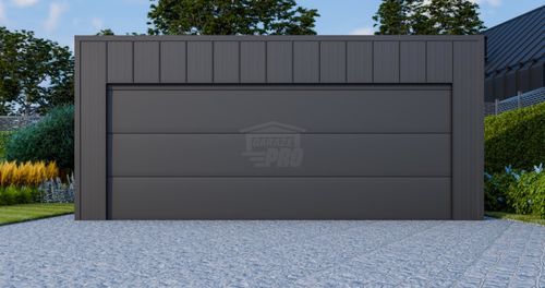 Garaż blaszany 6x6m brama segmentowa drzwi blacha na rąbek dach GP645 na Arena.pl