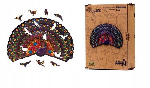 Puzzle Drewniane Eko 78 Luksusowy Paw A4 Puza4-01735 na Arena.pl