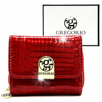 Gregorio Portfel skórzany portfelik karty bilon damski elegancki czerwony