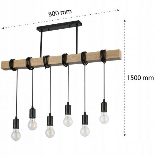 LAMPA WISZĄCA DREWNIANA LOFT LED 6XE27 ŻYRANDOL CZARNA na Arena.pl