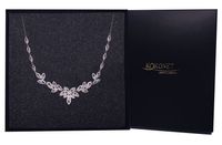 ŚLUBNA kolia srebrna listki kryształki na wesele KOKONET 8-0555