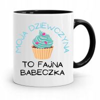 Kubek Czarny Dla Dziewczyny Żony Fajna Babeczka Z Nadrukiem Ze Zdjęciem