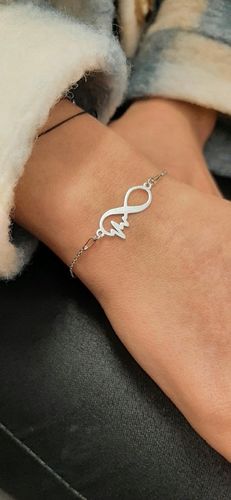 KOMPLET SREBRNY nieskończoność linia serca+GRAWER na Arena.pl