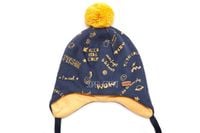 BROEL Lenon czapka na zimę wiązana dla chłopca granat-żółty 44-46