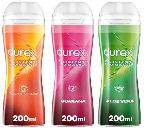 DUREX Play Massage Żel 2in1 ALOE GUARANA YLANG 3x200 ml Zestaw Masaż na Arena.pl