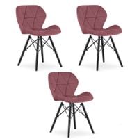 Krzesło tapicerowane ciemnoróżowe LAGO welur czarne nogi do jadalni x3