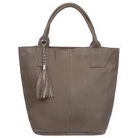 VERA PELLE torebka damska skórzana shopper z długimi rączkami V619 taupe