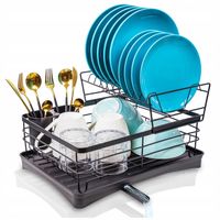 DWUPOZIOMOWA SUSZARKA DO NACZYŃ STOJĄCA OCIEKACZ NA SZTUĆCE TALERZE CZARNA