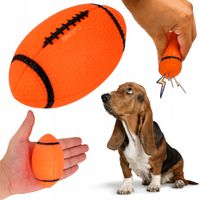PIŁKA DLA PSA PISZCZĄCA RUGBY GUMOWA MOCNA ZABAWKA APORTOWANIE GRYZAK 10CM