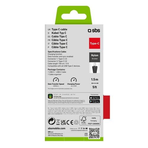 Kabel USB-C SBS 1.5m Czarny TECABLETISSUETCCK na Arena.pl