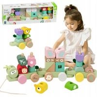 DREWNIANA KOLEJKA GĄSIENICA MONTESSORI UKŁADANKA CIAGNIĘCIA CLASSIC WORLD