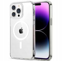 Etui Do iPhone 14 Pro +Szkło 9H WZMACNIANE 360° do MAGSAFE CLEAR CASE