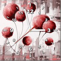 30CM 30CM ZEGAR ŚCIENNY OBRAZ ABSTRAKCYJNE DMUCHAWCE CZERWIENI DRUK PŁÓTNO