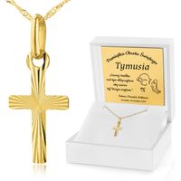 Złoty komplet łańcuszek krzyżyk Prezent na Chrzest od chrzestnych  GRAWER