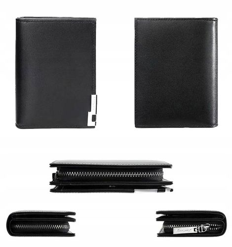 Męski Portfel Skórzany Czarny Skóra Elegancki Etui na Arena.pl