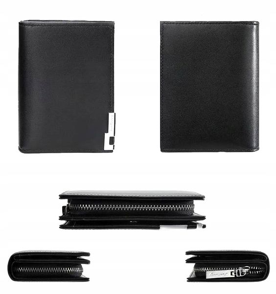 Męski Portfel Skórzany Czarny Skóra Elegancki Etui zdjęcie 13