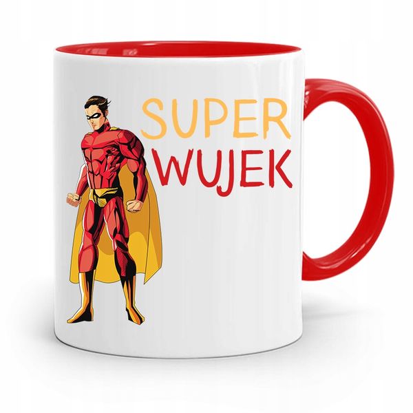 Kubek Czerwony Dla Wujka Na Imieniny Super Wujek Z Nadrukiem Ze Zdjęciem zdjęcie 1