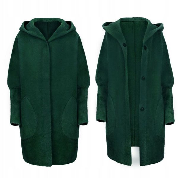 PŁASZCZ ALPAKA KAPTUR WEŁNA OVERSIZE KOLORY zdjęcie 2