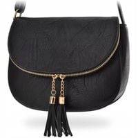 Torebka Damska Torba Na ramię Skórzana Miejska Pojemna Czarna Listonoszka