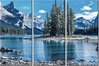 60 90CM OBRAZ 3 ELEM JEZIORO MALIGNE ZIMĄ DRUK PŁÓTNO RAMA