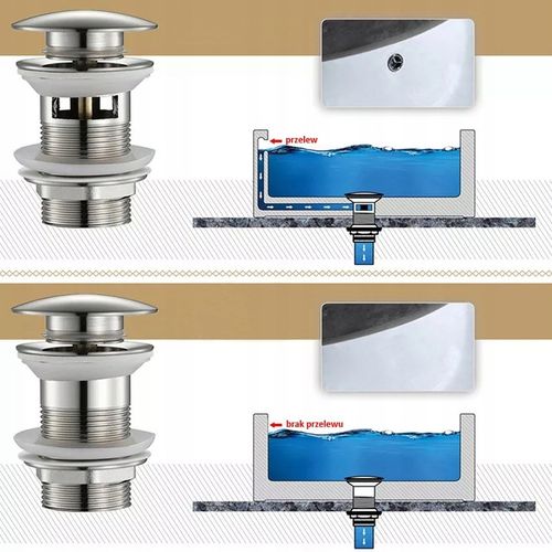 KOREK UMYWALKOWY KLIK-KLAK CZARNY MOSIĘŻNY AUTOMAT BEZ PRZELEWU SYFON na Arena.pl