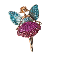 Broszka przypinka w kształcie tancerki, akrobatki -  niebieska