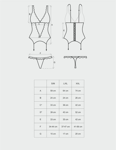 Obsessive gorset i stringi Emperita czarny 2XL na Arena.pl