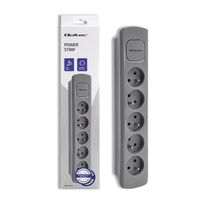 Qoltec Listwa zasilająca| 5 gniazd | 1.8m | Szara