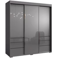 Szafa przesuwna z szufladami Torino 3D 180 Szara (lacobel)