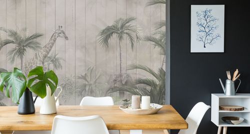 Fototapeta Tropikalne Drzewa ABSTRAKCJA Imitacja Desek 360cm x 240cm na Arena.pl