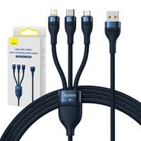 Kabel USB 3w1 Baseus Flash 66W DO Lightning, USB-C i microUSB Niebieski